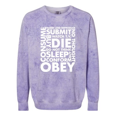 Obey Submit Marry Reproduce Sleep Die Consume Colorblast Crewneck Sweatshirt