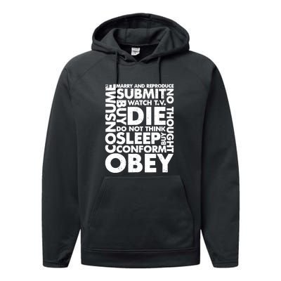 Obey Submit Marry Reproduce Sleep Die Consume Performance Fleece Hoodie