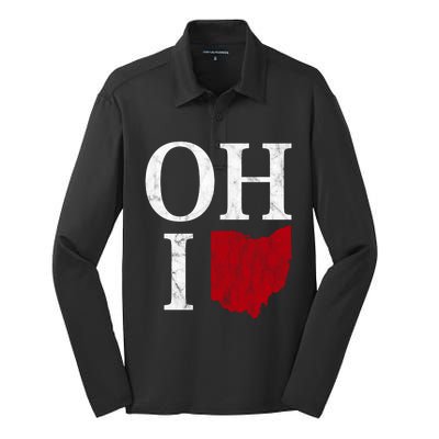 Ohio State Map Silk Touch Performance Long Sleeve Polo