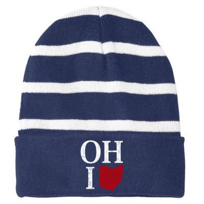 Ohio State Map Striped Beanie with Solid Band