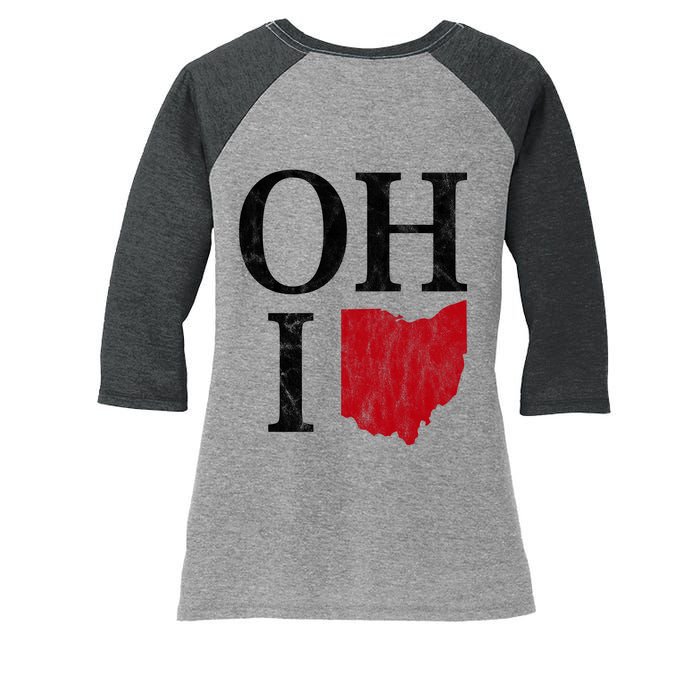 Ohio State Map Women's Tri-Blend 3/4-Sleeve Raglan Shirt