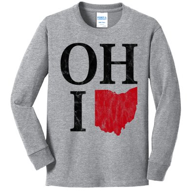 Ohio State Map Kids Long Sleeve Shirt