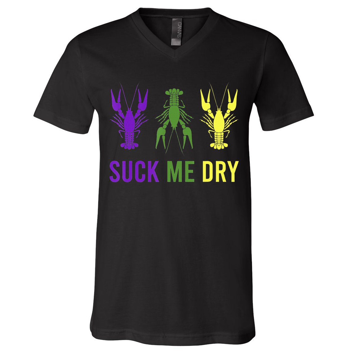 Outfit Suck Me Dry Crawfish Dirty Adult Humor Mardi Gras V-Neck T-Shirt