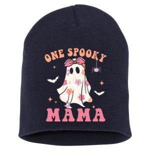 One Spooky Mama Retro Halloween Trick Or Treat Spooky Ghost Short Acrylic Beanie