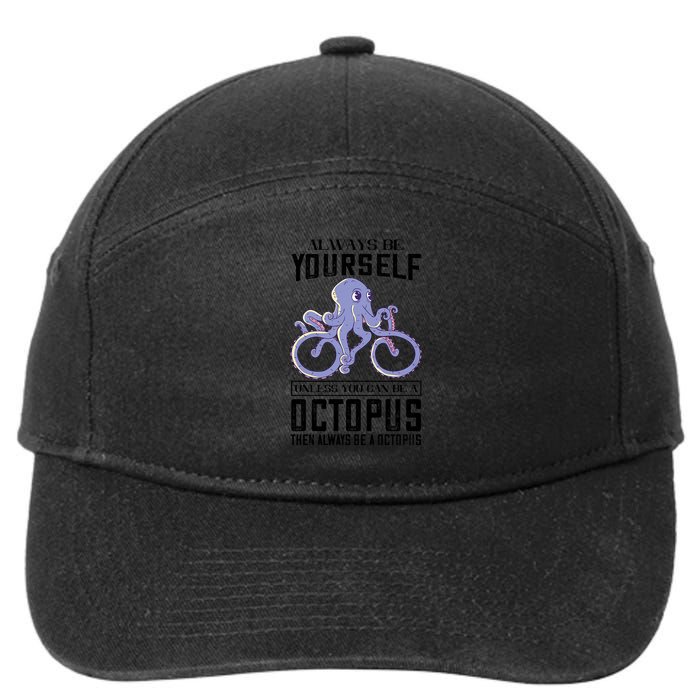 Octopus Sea Monster Cycling Always Be Yourself Cephalopod 7-Panel Snapback Hat