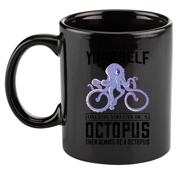 Octopus Sea Monster Cycling Always Be Yourself Cephalopod 11oz C Handle Ceramic Mug