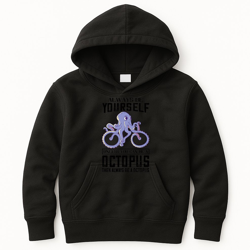 Octopus Sea Monster Cycling Always Be Yourself Cephalopod Kids Hoodie