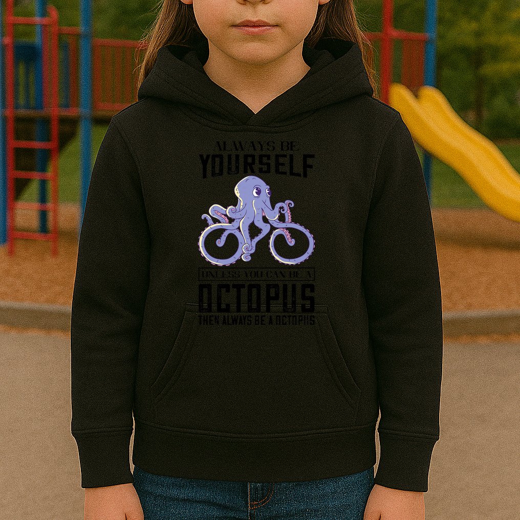 Octopus Sea Monster Cycling Always Be Yourself Cephalopod Kids Hoodie