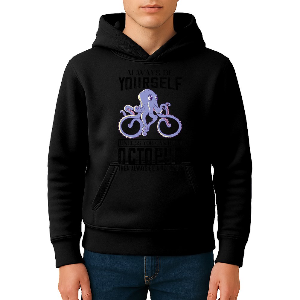 Octopus Sea Monster Cycling Always Be Yourself Cephalopod Kids Hoodie