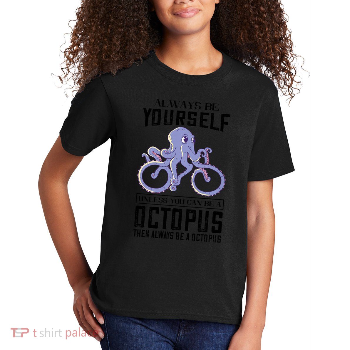 Octopus Sea Monster Cycling Always Be Yourself Cephalopod Kids T-Shirt
