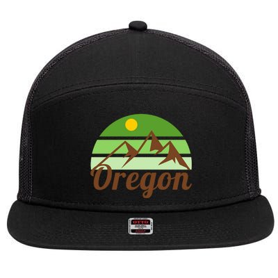 Oregon Simple Mountain Logo 7 Panel Mesh Trucker Snapback Hat