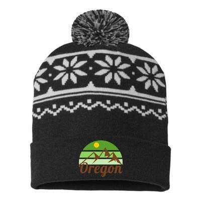 Oregon Simple Mountain Logo USA-Made Snowflake Beanie