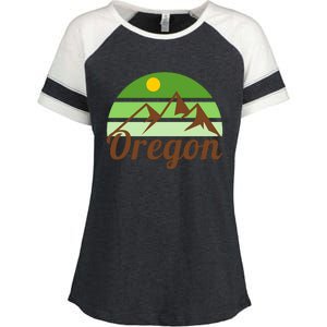 Oregon Simple Mountain Logo Enza Ladies Jersey Colorblock Tee