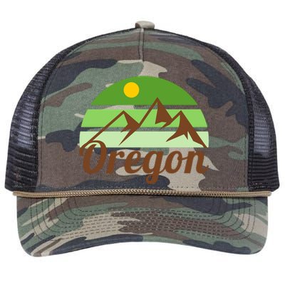 Oregon Simple Mountain Logo Retro Rope Trucker Hat Cap