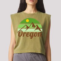 Oregon Simple Mountain Logo Garment-Dyed Women's Muscle Tee