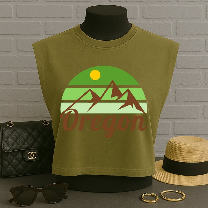 Oregon Simple Mountain Logo Garment-Dyed Women's Muscle Tee