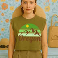 Oregon Simple Mountain Logo Garment-Dyed Women's Muscle Tee