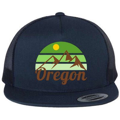 Oregon Simple Mountain Logo Flat Bill Trucker Hat