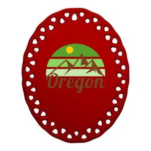 Oregon Simple Mountain Logo Ceramic Oval Ornament