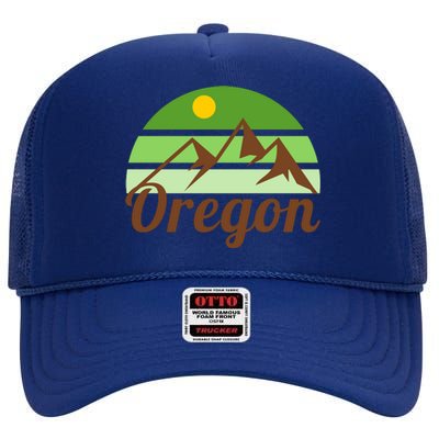 Oregon Simple Mountain Logo High Crown Mesh Back Trucker Hat