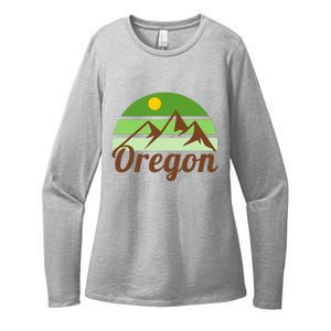 Oregon Simple Mountain Logo Womens CVC Long Sleeve Shirt