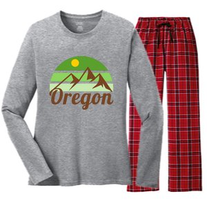 Oregon Simple Mountain Logo Women's Long Sleeve Flannel Pajama Set 