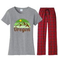 Oregon Simple Mountain Logo Women's Flannel Pajama Set