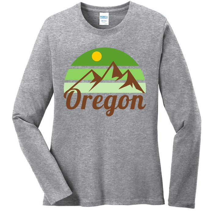 Oregon Simple Mountain Logo Ladies Long Sleeve Shirt