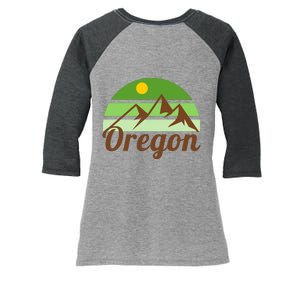 Oregon Simple Mountain Logo Women's Tri-Blend 3/4-Sleeve Raglan Shirt