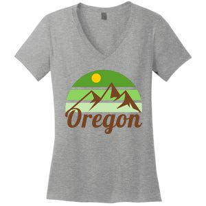 Oregon Simple Mountain Logo Women's V-Neck T-Shirt