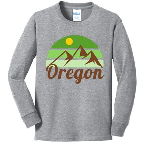 Oregon Simple Mountain Logo Kids Long Sleeve Shirt