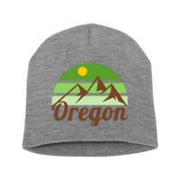 Oregon Simple Mountain Logo Short Acrylic Beanie