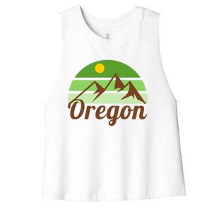 Oregon Simple Mountain Logo Women's Racerback Cropped Tank