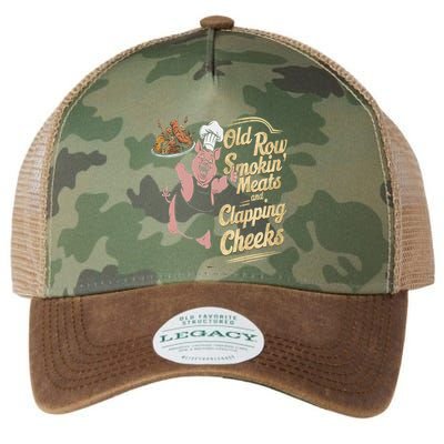 Old.Row Smokin Meats And Clapping Cheeks Funny Bbq Legacy Tie Dye Trucker Hat