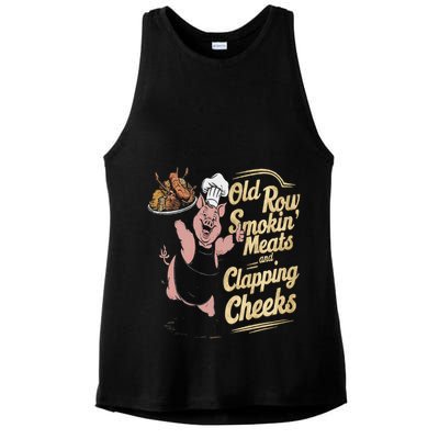Old.Row Smokin Meats And Clapping Cheeks Funny Bbq Ladies PosiCharge Tri-Blend Wicking Tank