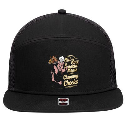 Old.Row Smokin Meats And Clapping Cheeks Funny Bbq 7 Panel Mesh Trucker Snapback Hat