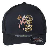 Old.Row Smokin Meats And Clapping Cheeks Funny Bbq Flexfit Unipanel Trucker Cap