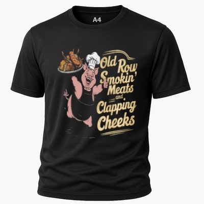 Old.Row Smokin Meats And Clapping Cheeks Funny Bbq Performance Shirt