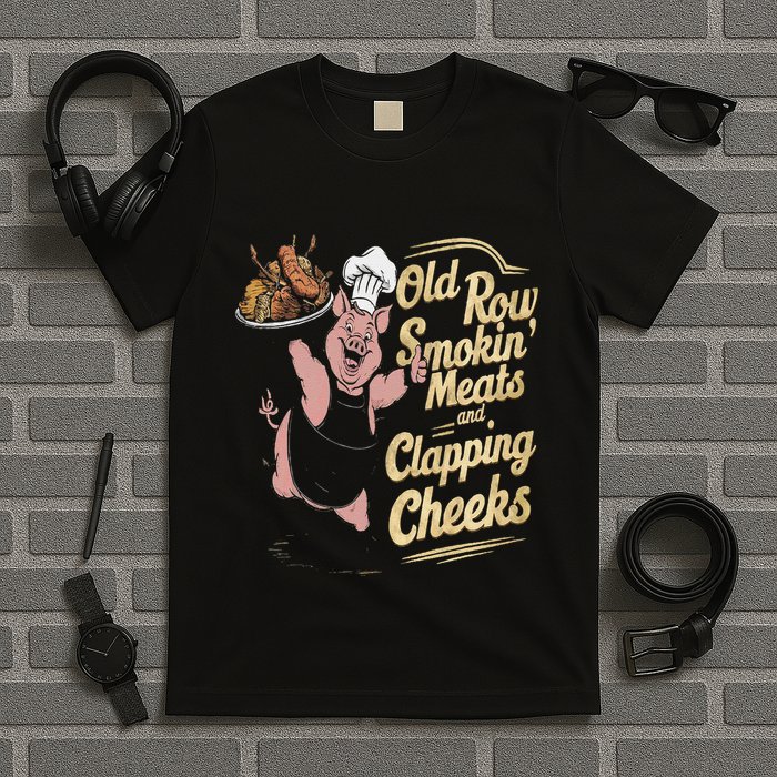 Old.Row Smokin Meats And Clapping Cheeks Funny Bbq T-Shirt