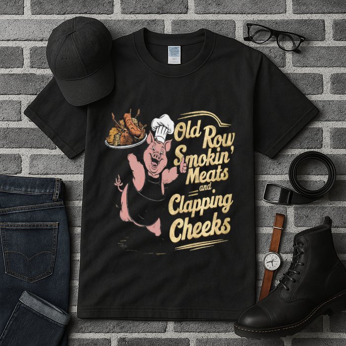 Old.Row Smokin Meats And Clapping Cheeks Funny Bbq Tall T-Shirt
