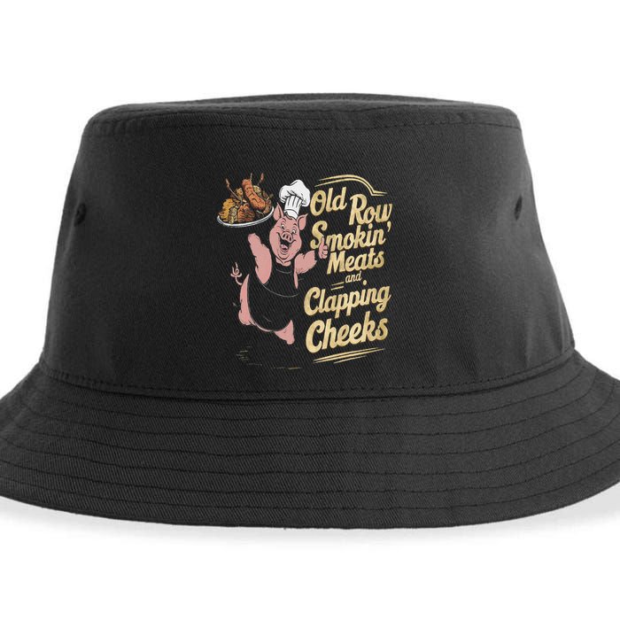 Old.Row Smokin Meats And Clapping Cheeks Funny Bbq Sustainable Bucket Hat