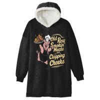 Old.Row Smokin Meats And Clapping Cheeks Funny Bbq Hooded Wearable Blanket