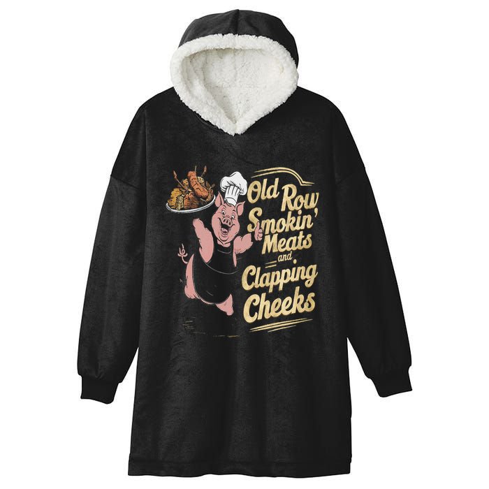 Old.Row Smokin Meats And Clapping Cheeks Funny Bbq Hooded Wearable Blanket