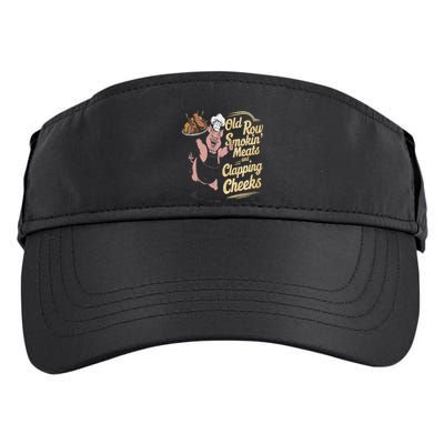 Old.Row Smokin Meats And Clapping Cheeks Funny Bbq Adult Drive Performance Visor