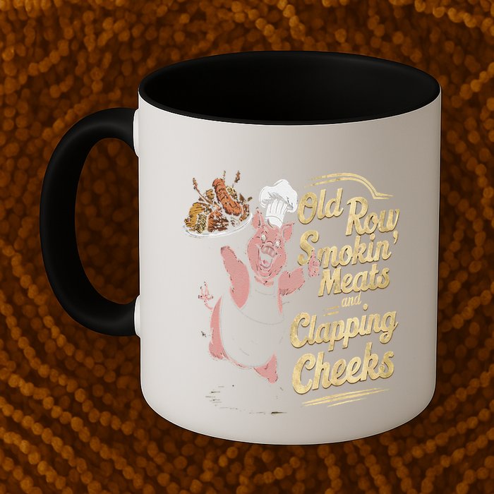 Old.Row Smokin Meats And Clapping Cheeks Funny Bbq Mug