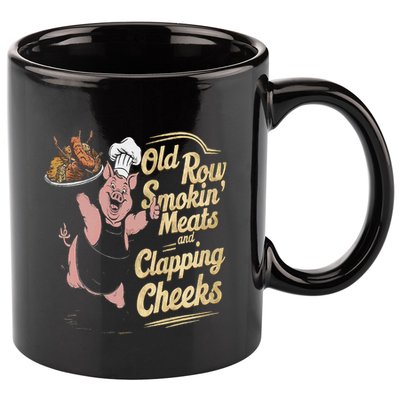 Old.Row Smokin Meats And Clapping Cheeks Funny Bbq 11oz C Handle Ceramic Mug