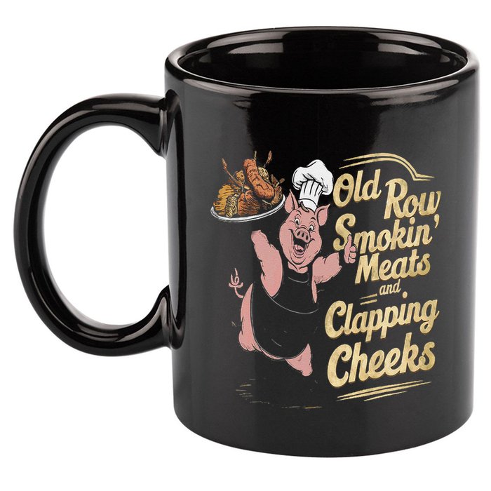 Old.Row Smokin Meats And Clapping Cheeks Funny Bbq 11oz C Handle Ceramic Mug