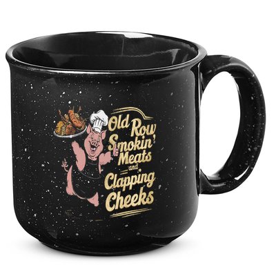 Old.Row Smokin Meats And Clapping Cheeks Funny Bbq 15oz Campfire Ceramic Mug