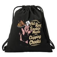 Old.Row Smokin Meats And Clapping Cheeks Funny Bbq Drawstring Bag