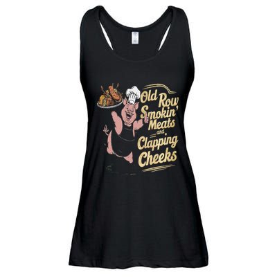 Old.Row Smokin Meats And Clapping Cheeks Funny Bbq Ladies Essential Flowy Tank